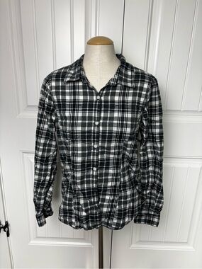 Roxy Classic Black & White Plaid Button-Up Shirt
